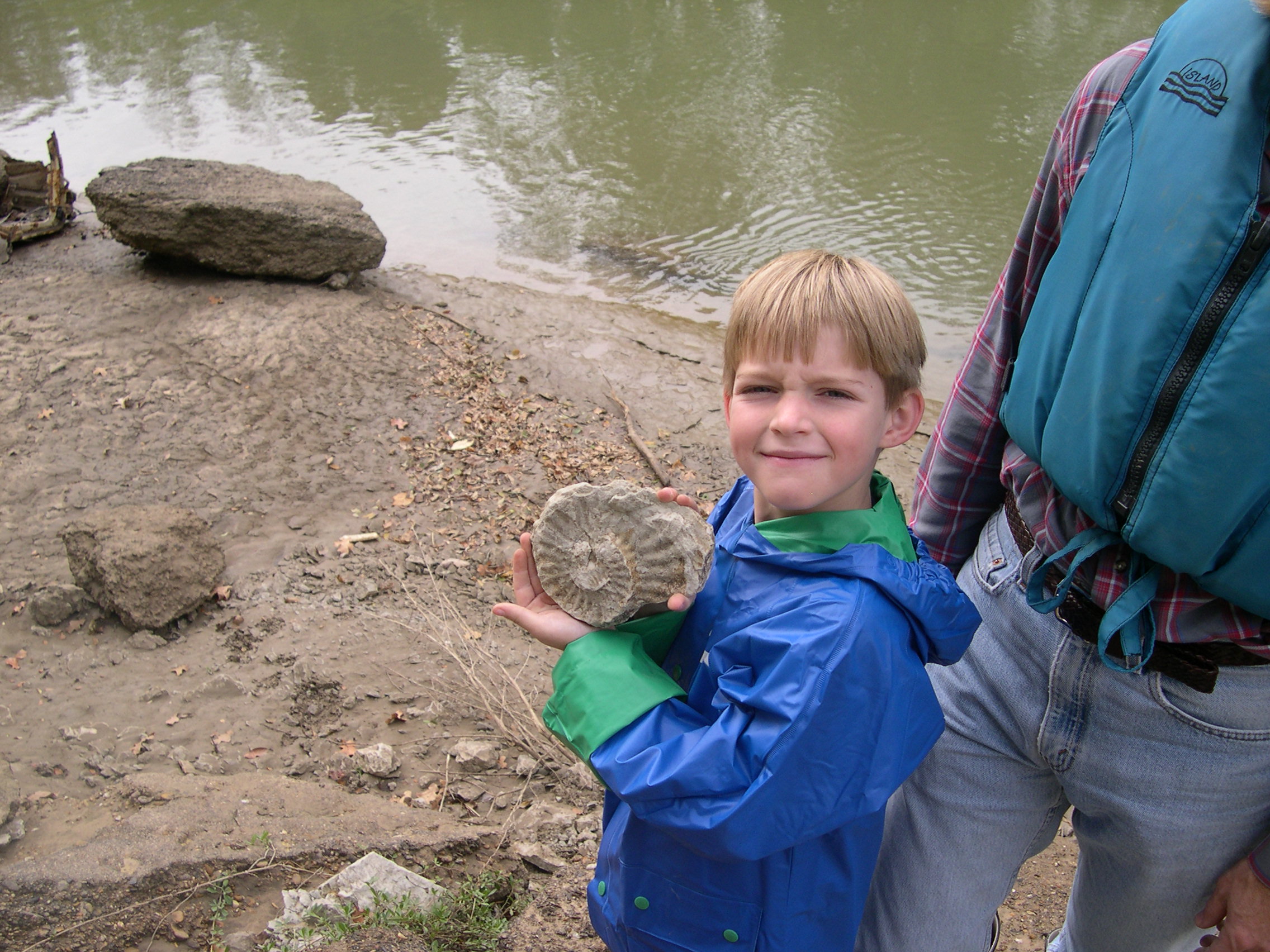 Chris Morris's son finds a fossil while tagging along on class trip down the Trinity River.